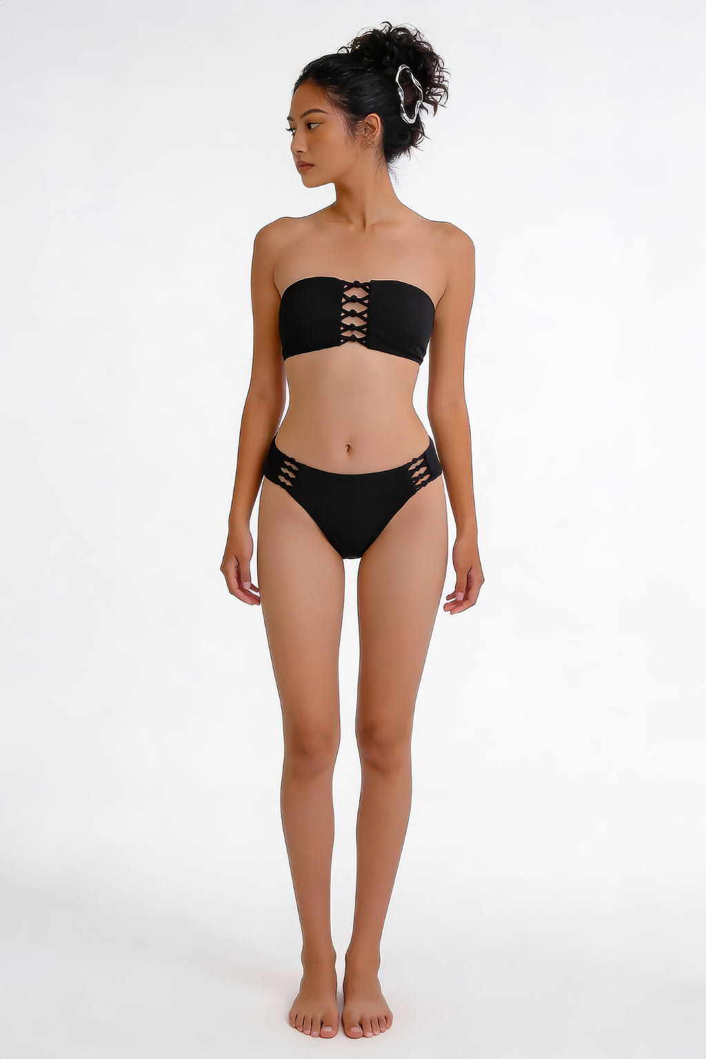 Midnight Mermaid print bikini set in black