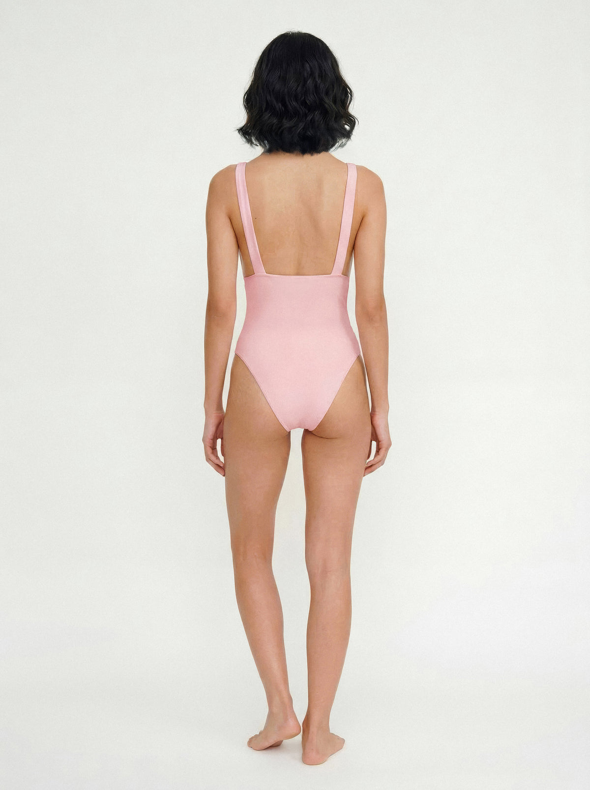 Pelagia plunge one-piece swimsuit in sunset rosé