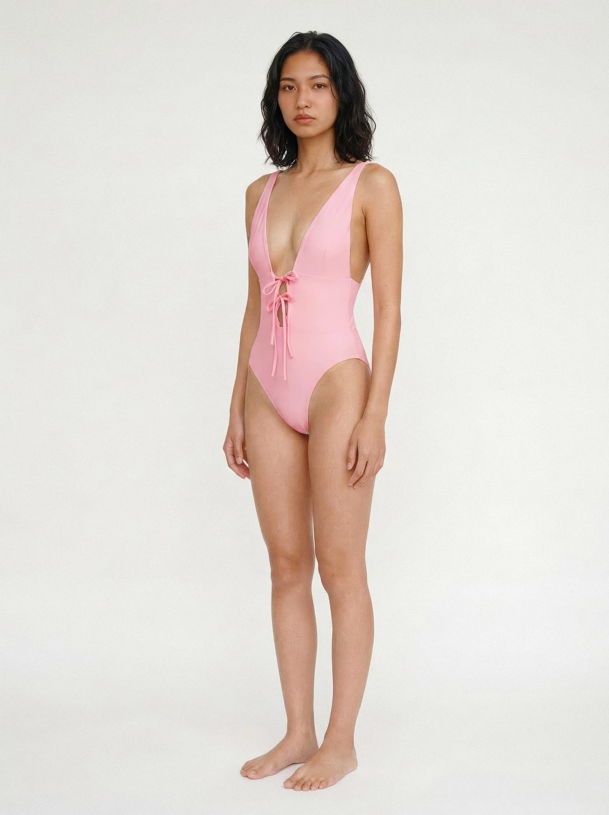 Pelagia plunge one-piece swimsuit in sunset rosé