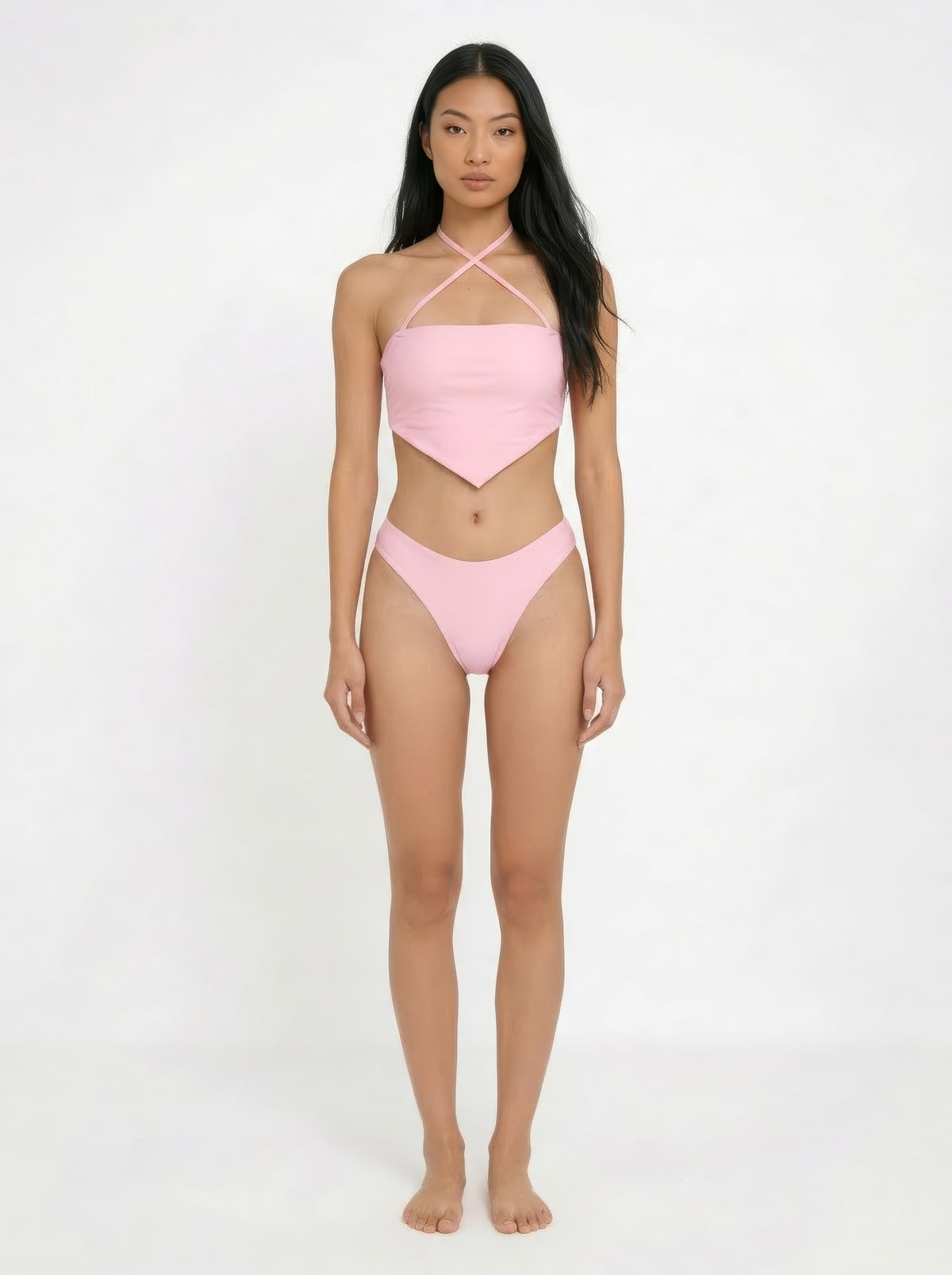 Doris bandeau bikini set in blush pink