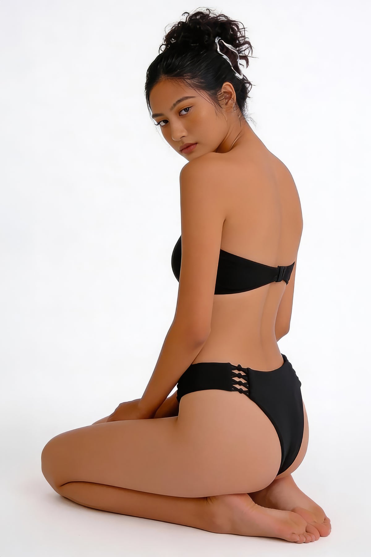 Midnight Mermaid print bikini set in black