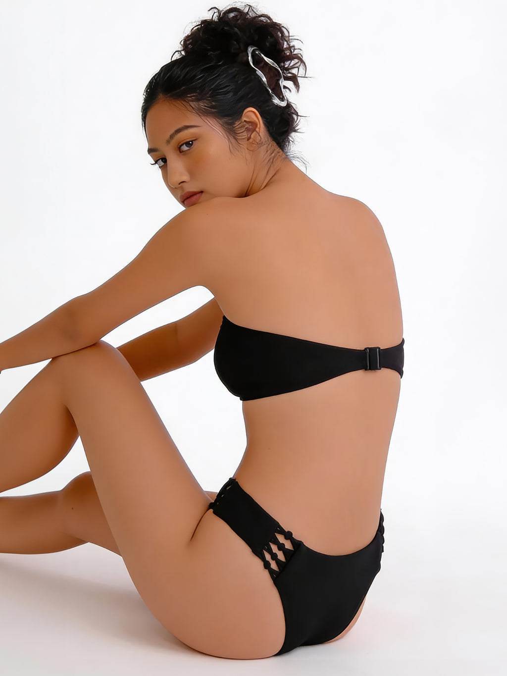 Midnight Mermaid print bikini set in black
