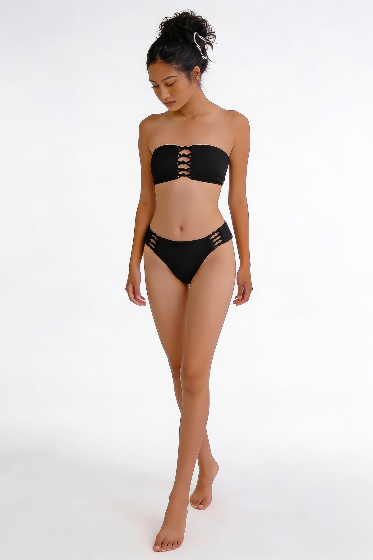 Midnight Mermaid print bikini set in black